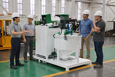 Australian Clients Inspect Retaining Wall Grout Mixing Plant