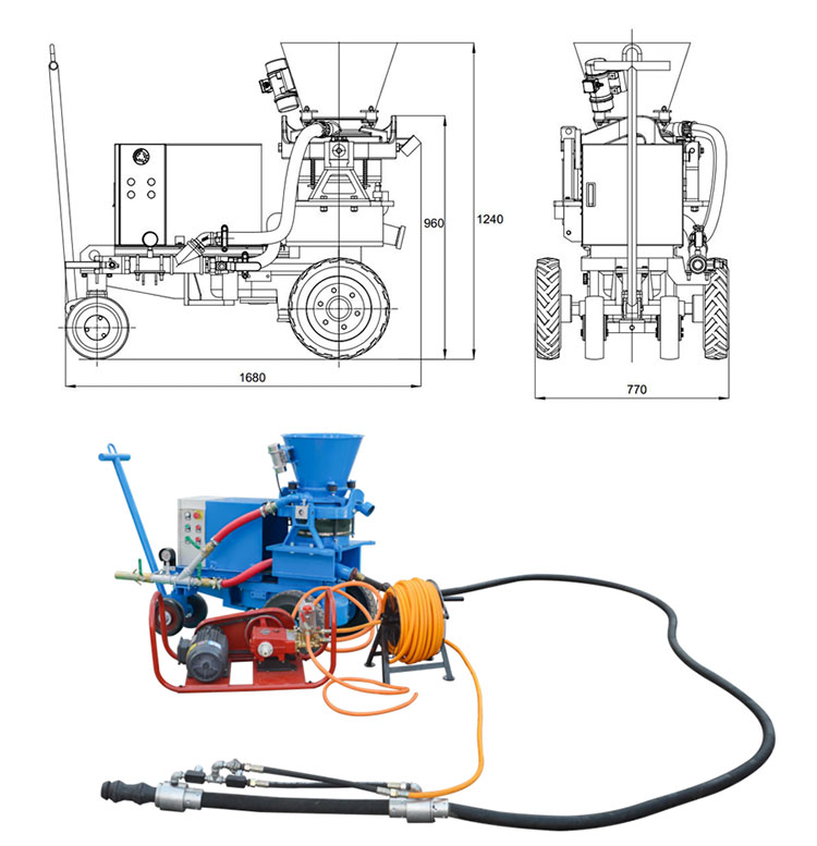 refractory lining gunning machine detail