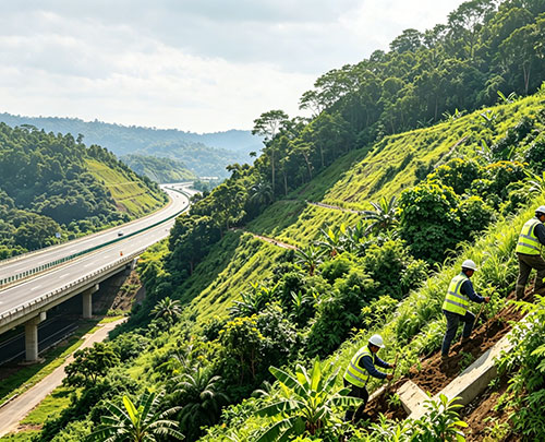 Ecologisch herstelproject voor snelweghellingen in Indonesië