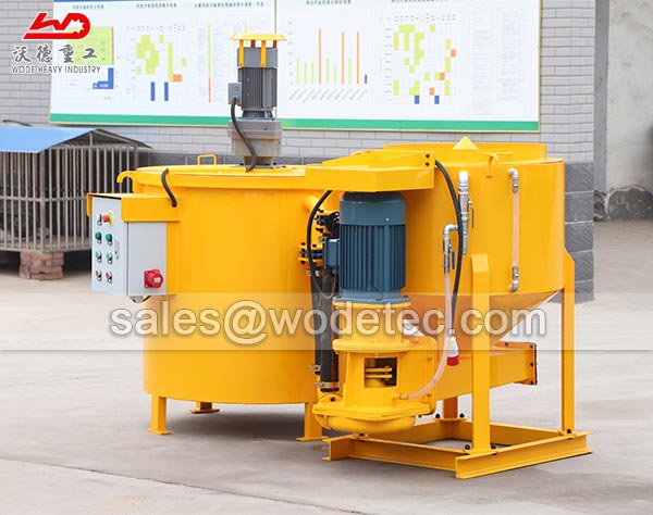 Adjustable cement grout mixer and agitator for deep well casing