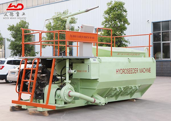 grass seeds hydroseeder machine in landscape project