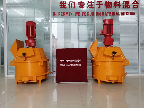Planetary concrete mixer with control system