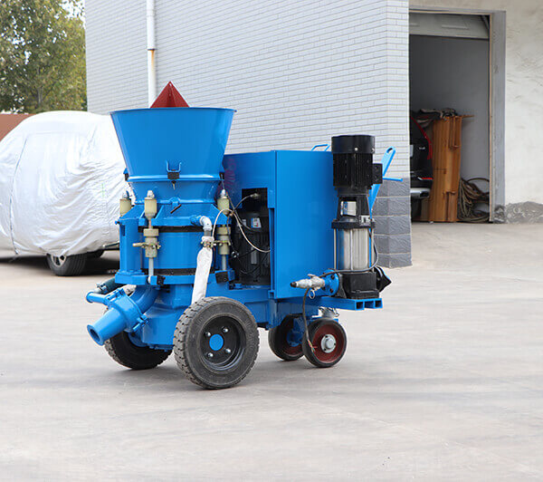 Compact electric engine refractory shotcrete machine