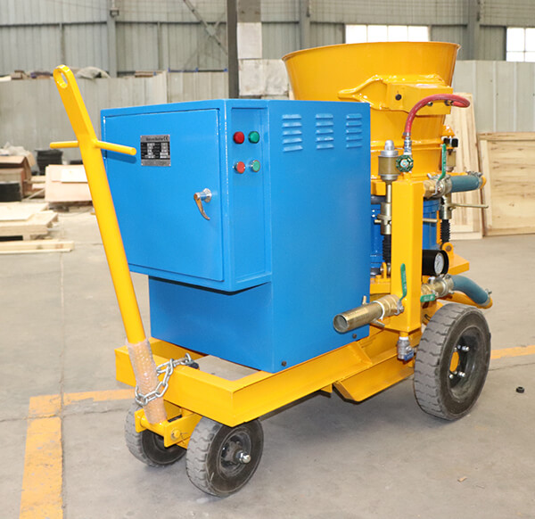 mobile wheel shotcrete gunning machine in subway rail 