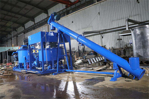 Compact structure automatic grout plant station for continuous mixing and grouting